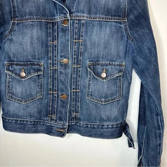 Gap Womens 1969 Crop Trucker Dropped Pocket Yosemite Jean Jacket Sz XS - Picture 3 of 12